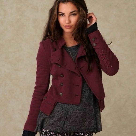Free People Jackets & Blazers - Free People NWT We the Free Majorette Jacket Chestnut Burgundy Size 12 Academia